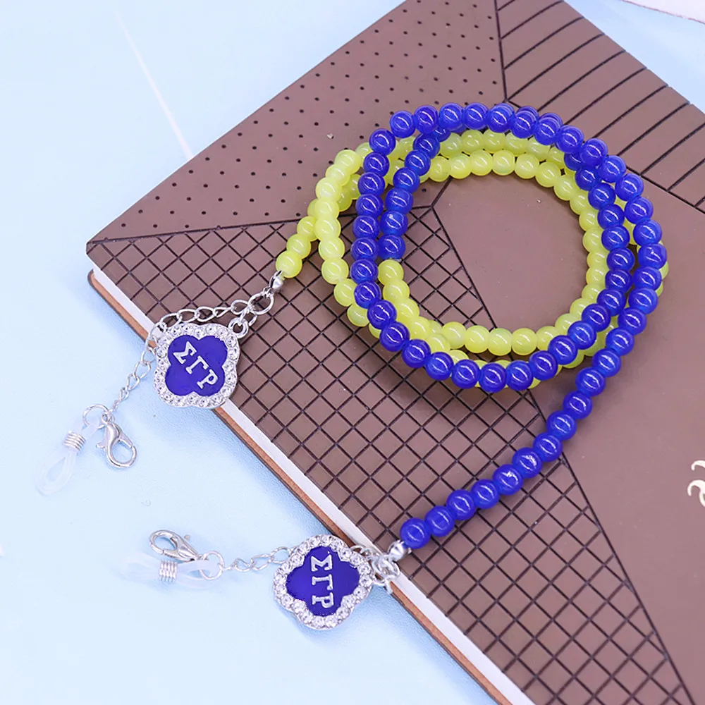Сине-желтые бусины Sigma Gamma Rho подвески для общественных букв шнурок цепочка от