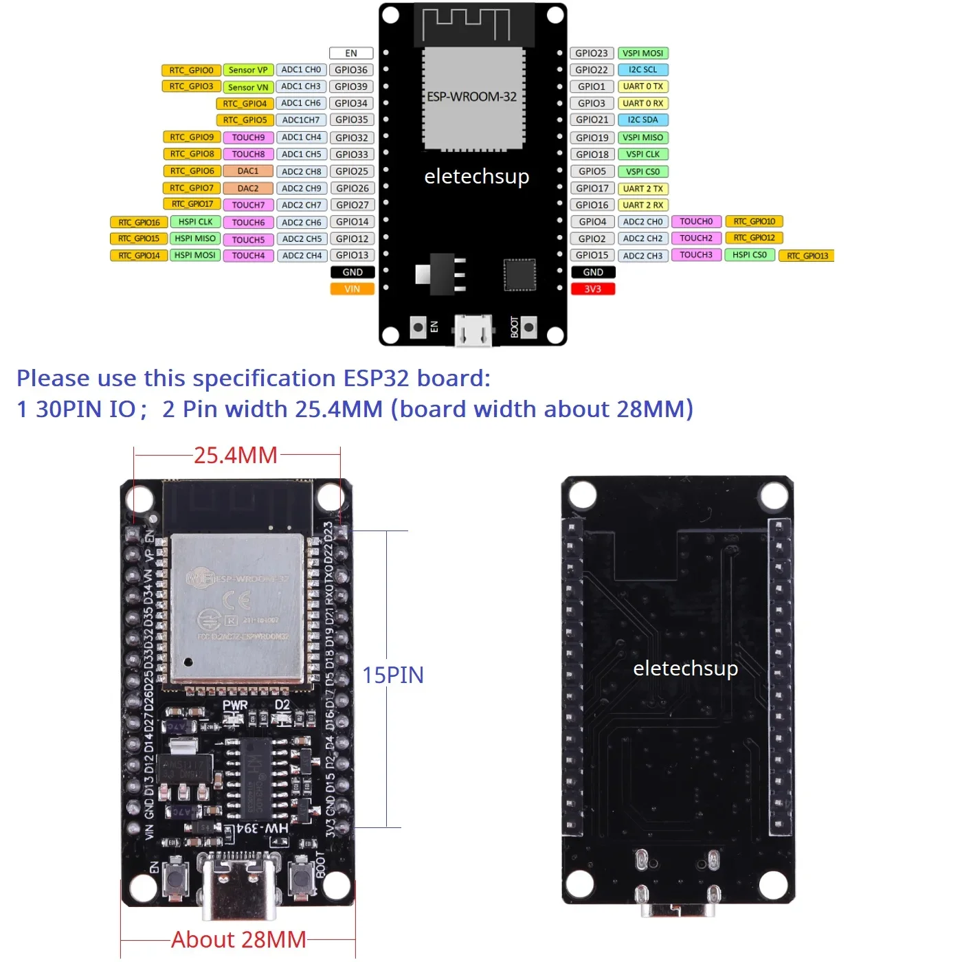 Плата расширения ESP32 для монтажа на DIN-рейку DIN35 C45 Arduino WROOM-32 макетная плата 3 96