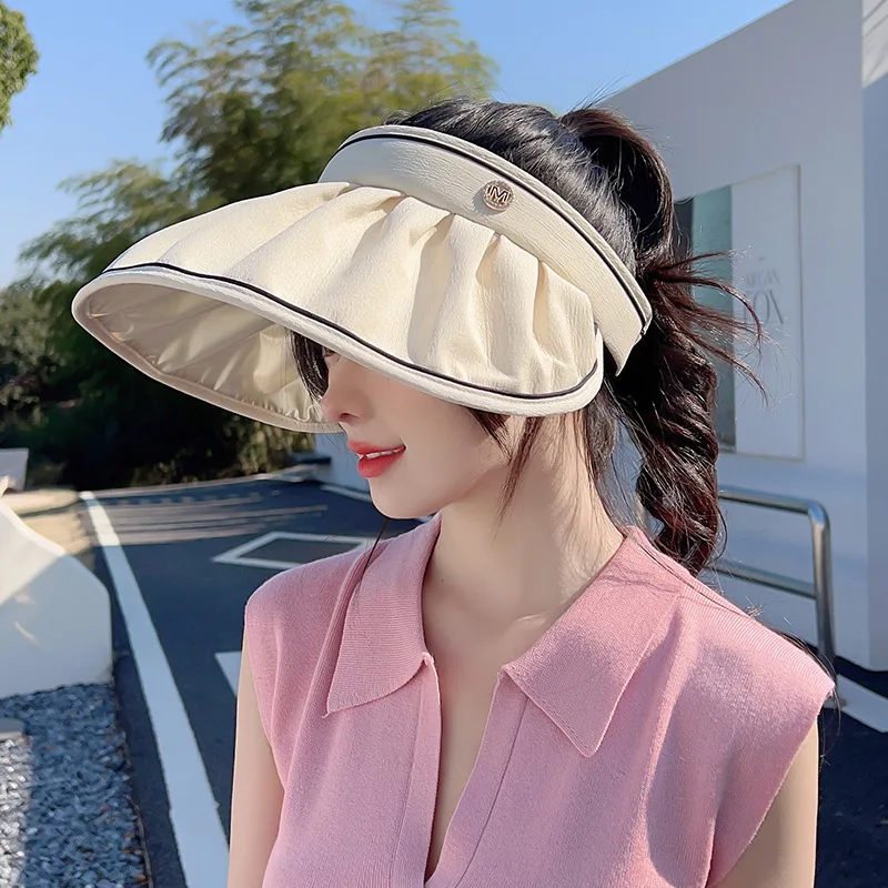 

2023 Trendy Large Brim Sun Hat for Women Ruffle Edge Pleat Design Bucket Hat Waterproof Outdoor UV Protection Vacation Beach Cap