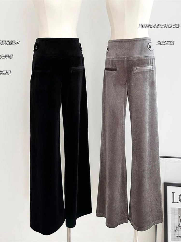 

2023 Korean Style Solid Color Women New Baggy Cozy Pants High Waist Straight Female Wide Leg Trousers Vintage Daily Simple Basic