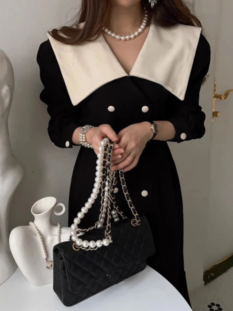 Vestidos De Mujer облегающее платье с тонкой талией и высокой ретро контрастного цвета