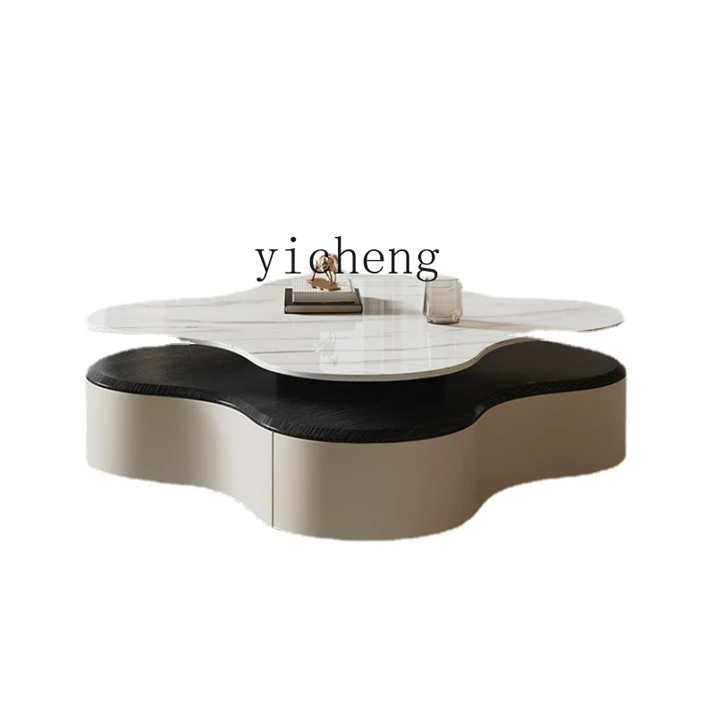 

ZK Coffee Table Living Room Home High Sense Designer Model Side Table Rotating Petals Stone Plate