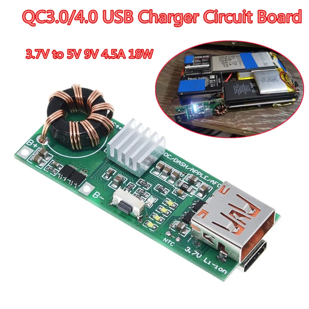 

QC4.0 QC3.0 USB Type-C Mobile Phone Quick Charge Power Module Power Bank 3.7V to 5V Boost Charger Circuit Board Mobile Power