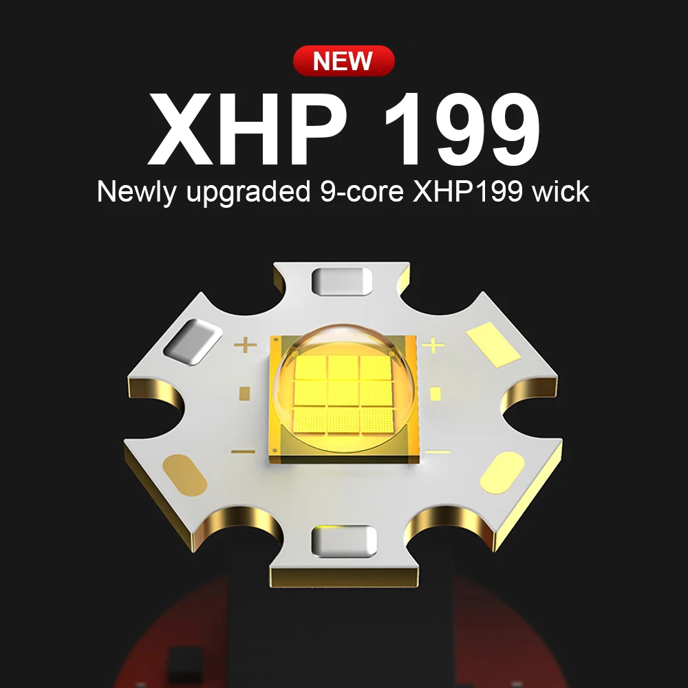 Супер яркий светодиодный фонарик XHP199 мощный тактический фонарь перезаряжаемый