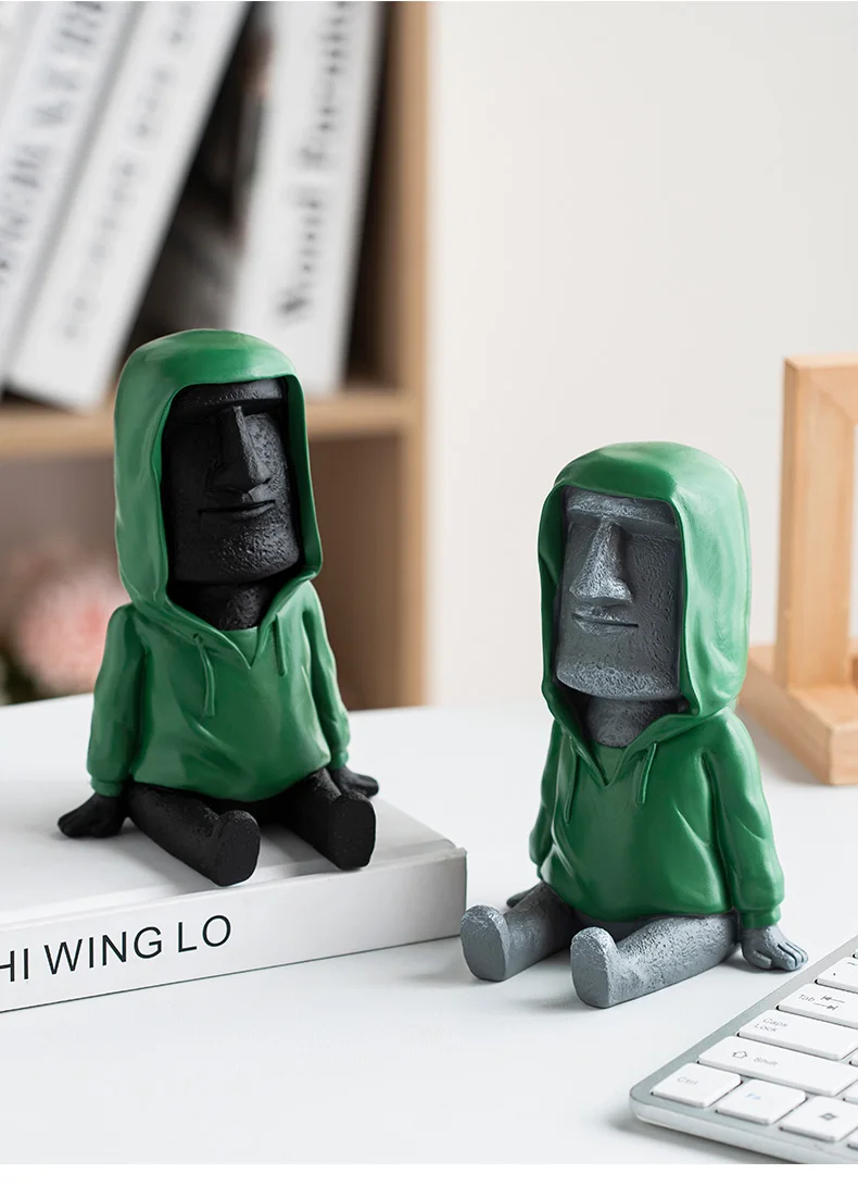 

Creative mobile phone bracket moai stone ornaments Home office boy desk desktop good art decorations