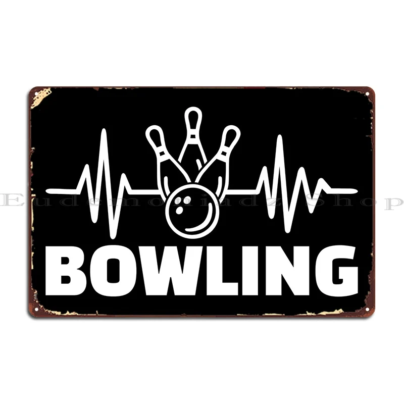 

Bowling Metal Sign Rusty Garage Wall Mural Character Designing Tin Sign Poster