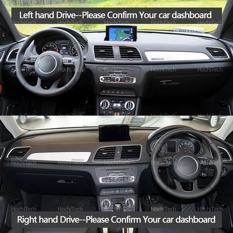 Фото Для Audi Q3 8U 2012 ~ 2018 Замшевый кожаный коврик с защитой от УФ-лучей, черный/коричневый чехол для приборной панели, солнцезащитный козырек, нескользящая накладка 2014 2015 2016 №2