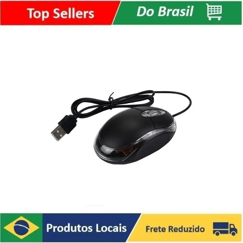 

Mouse Preto Usb Óptico Com Led Para Notebook Pc Computador