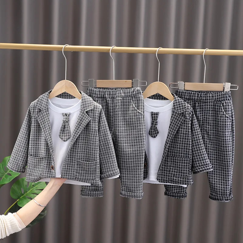 

Korean New Baby Boy Clothing Sets Autumn Spring For Children Cotton Fashion Pants T-shirt+ jacke 3pc Kids Clothes Boy Suit 1-5Y