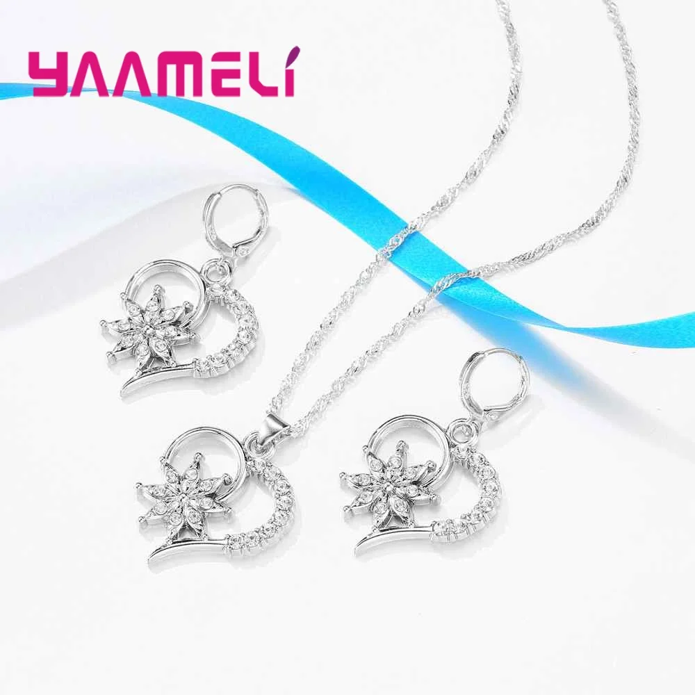 Роскошное Австрийское хрустальное ожерелье с цветами в форме сердца серьги