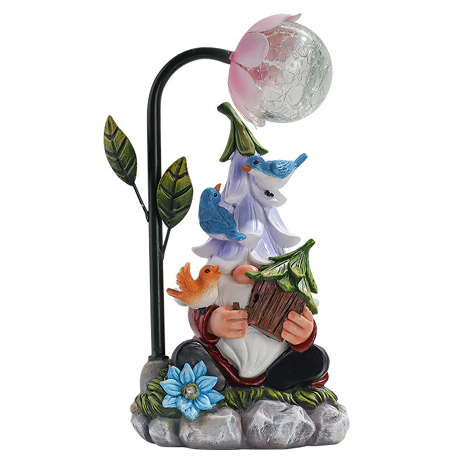 

Outdoor Garden Gnome Statue with Colorful Gradient Solar LED Lights for Yard Patio Lawn Backyard Desktop
