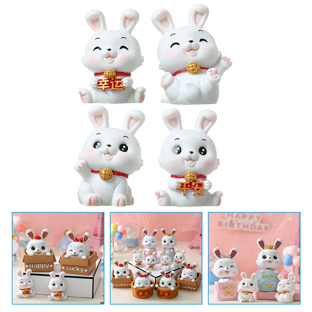 

Bunny Rabbit Figurines Decor Tabletop Adorn Desktop Craft Resin Adornment Ornament Figurine Tiny Landscape Micro Statue
