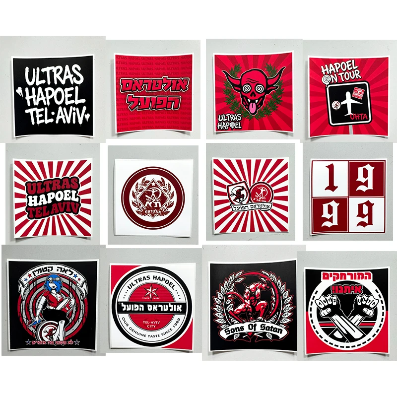 Фото Наклейки Hapoel Tel Aviv FC Ultras Hapoel On Tour 9*9 см для автомобиля, сумки, кружки, стены, холодильника, группа IV №1