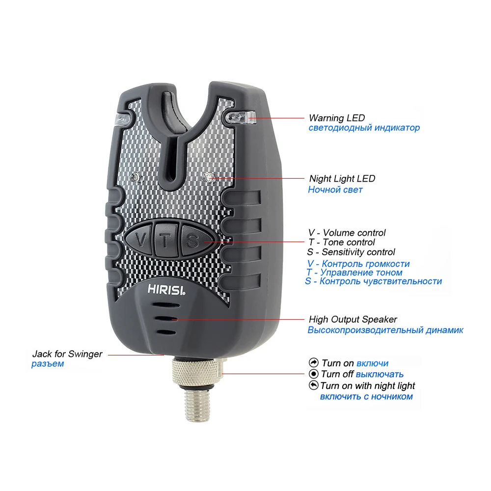 2 x Carp Fishing Bite Alarms with Blue LED Light, Adjustable Volume, Tone, Sensitivity Fishing Bite Indicators