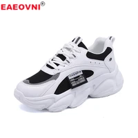 2022 new white sneakers womens outdoor casual thick soled dad shoes knitted breathable soft soled walking running shoes