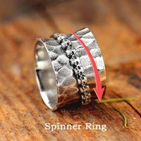 gothic skeleton fidget spinner rings for women men rotate freely anti stress anxiety ring hip hop punk jewelry gift bague