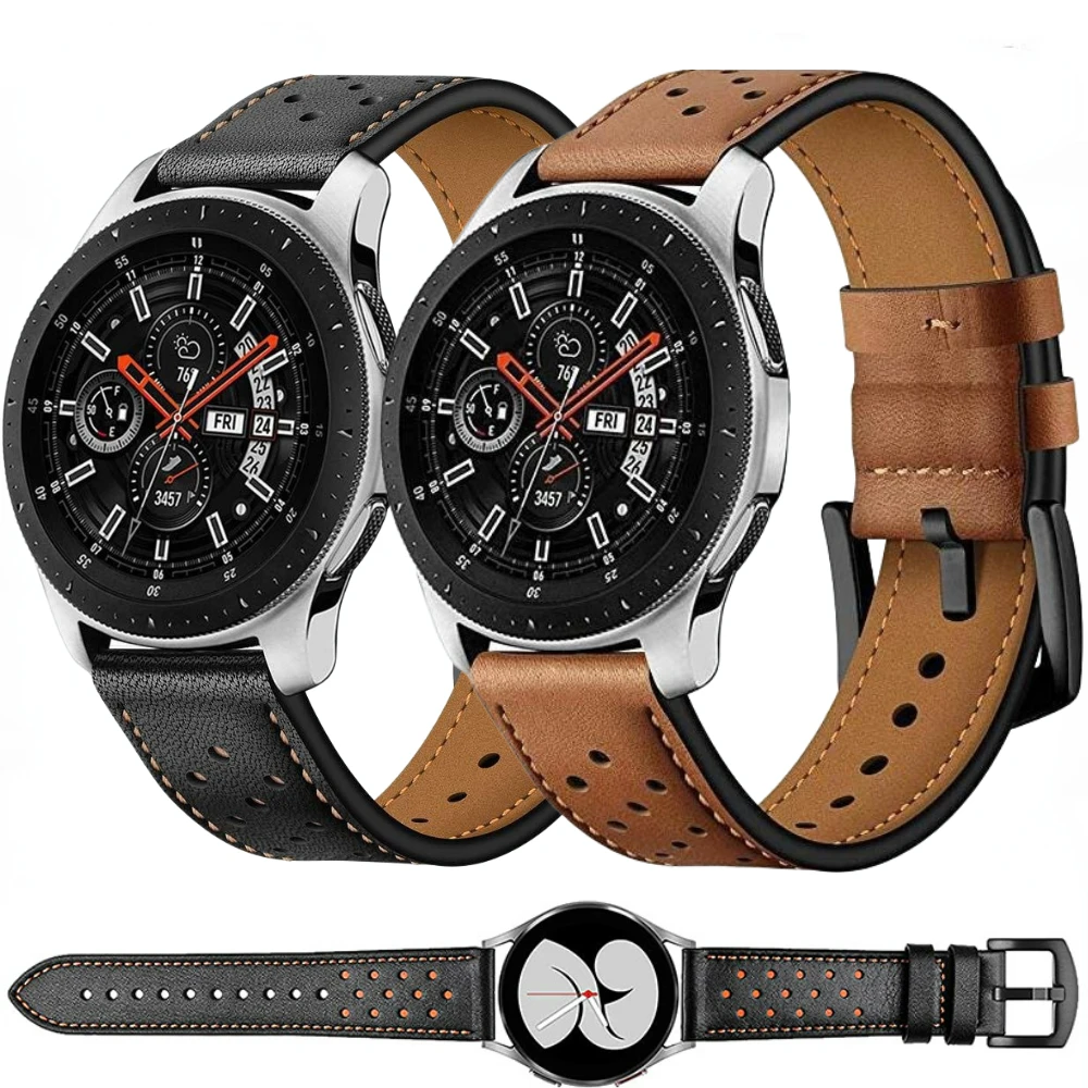 

20mm 22mm Leather Strap for Samsung Galaxy Watch 3/4/Classic/5/Pro/Active 2 Bracelet Wristband Huawei Watch GT 2/Amazfit GTR/GTS