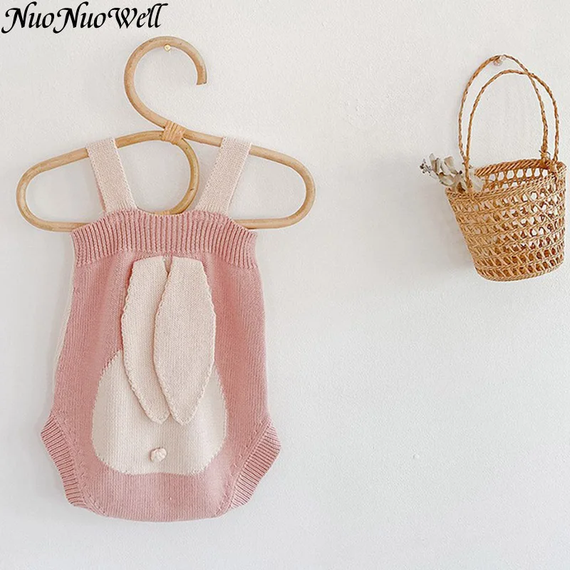 Baby Girl Clothes Spring Newborn Infant Sleeveless Knit Fabric Bodysuit Fall Baby Cute Raabbit Design Jumpsuit Short Romper