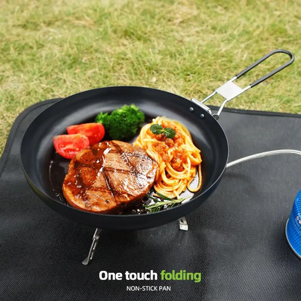 

Foldable Frying Pan Grilling Skillet Non-Stick Flat Bottom Pan BBQ Fryingpan Outdoor Camping Picnic Round Baking Pan Cookware