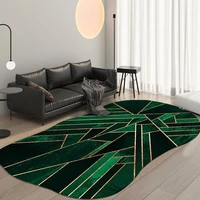 geometric irregular ellipse carpets for living room green area rugs child bedroom carpet rug black sofa beside kids floor mats