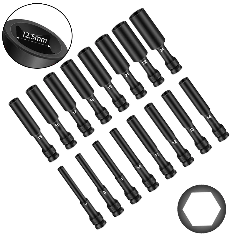 

1/2 Drive Socket Impact Wrench Hex Socket Head 8-24mm Adapter Spanner Converter Reducer Electric Impact Hex Standard Wrench Sock