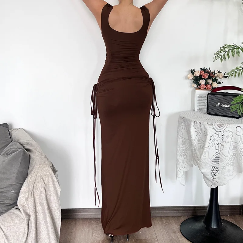 DSMTRC Боди с квадратным вырезом + повязки макси-юбки Mujer High Street Новые одинаковые