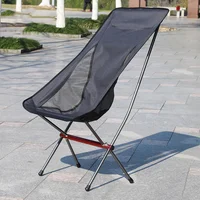 Outdoor Portable Folding Chair Ultralight High-Back Moon Chair with Storage Bag Foldable Backrest Deck Chair for Camping Fishing