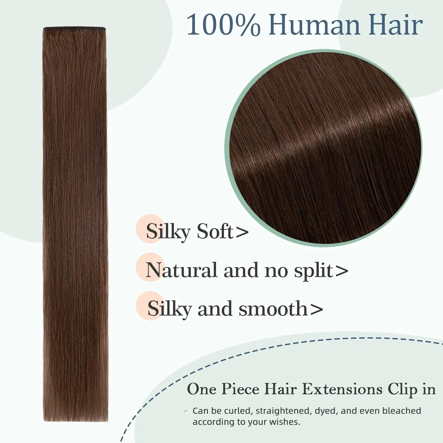 Прямые цельные накладные волосы на заколке настоящие человеческие 3/4