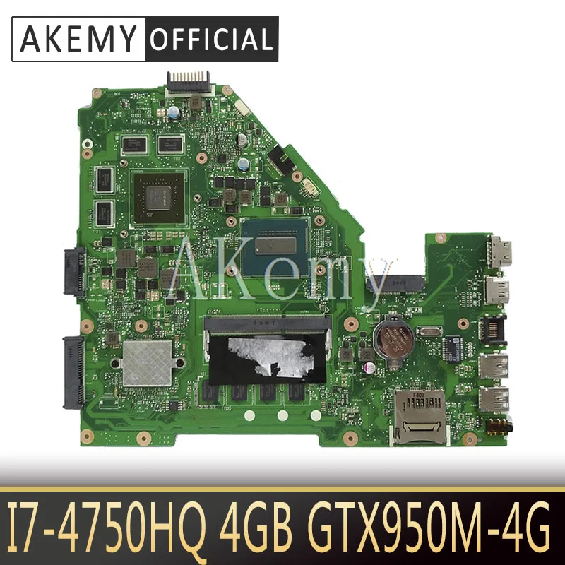 

X550JX motherboard I7-4750HQ CPU GTX950M-4G 4GB RAM EDP For ASUS X550J X550JD X550JK Laptop motherboard X550JX mainboard TEST OK