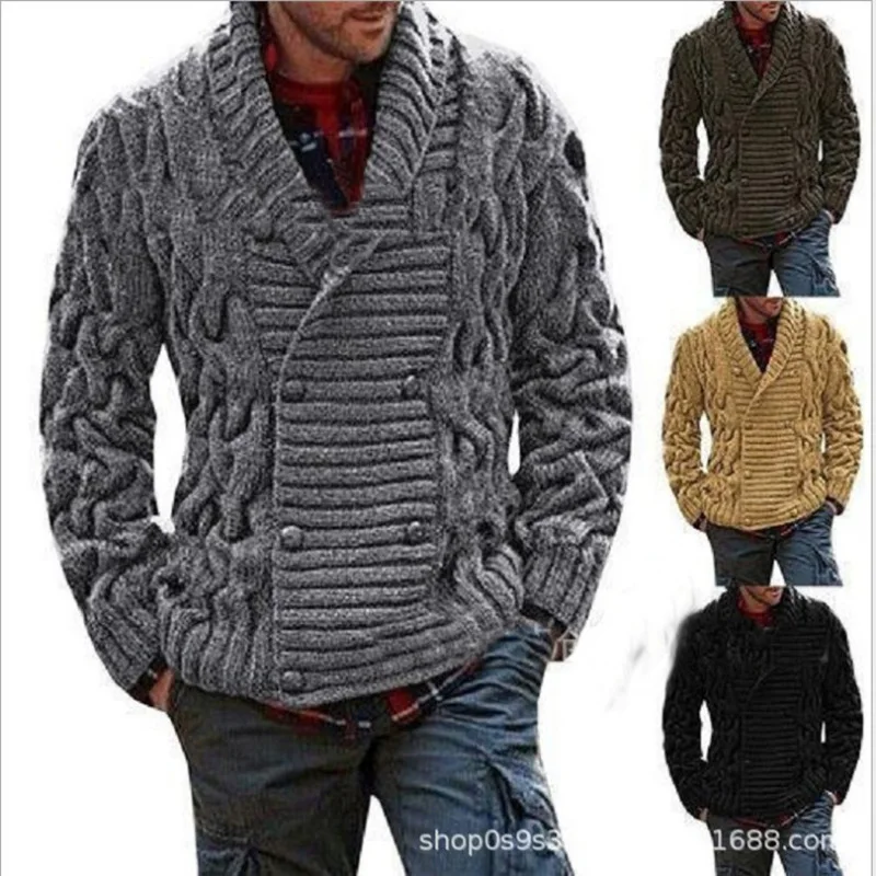 Nice autumn winter Pop sweater European and American men's cardigan large knitted sweater coat