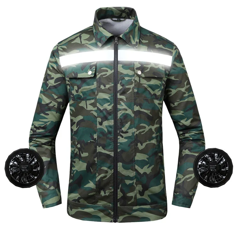 

Summer Fan Cooling Jacket Men Women Air Conditioning Camouflage Coat Sun-Protective Multi-pocket Fishing Colthing NC218