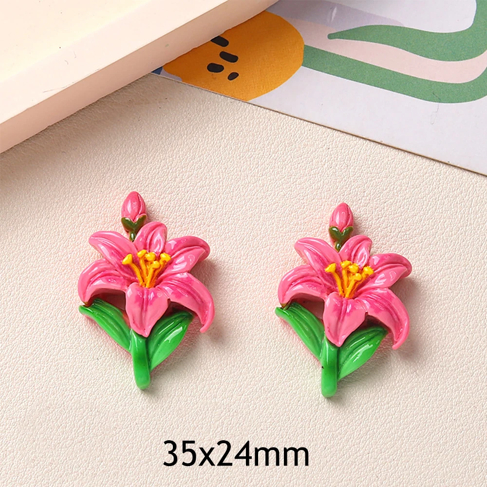 Миниатюрные кабошоны из смолы 35x24 мм цветочная серия