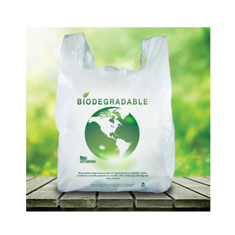 Customized Supermarket T-Shirt Bag Biodegradable plastic bag Grocery Compostable Plastic Vest shopping bag