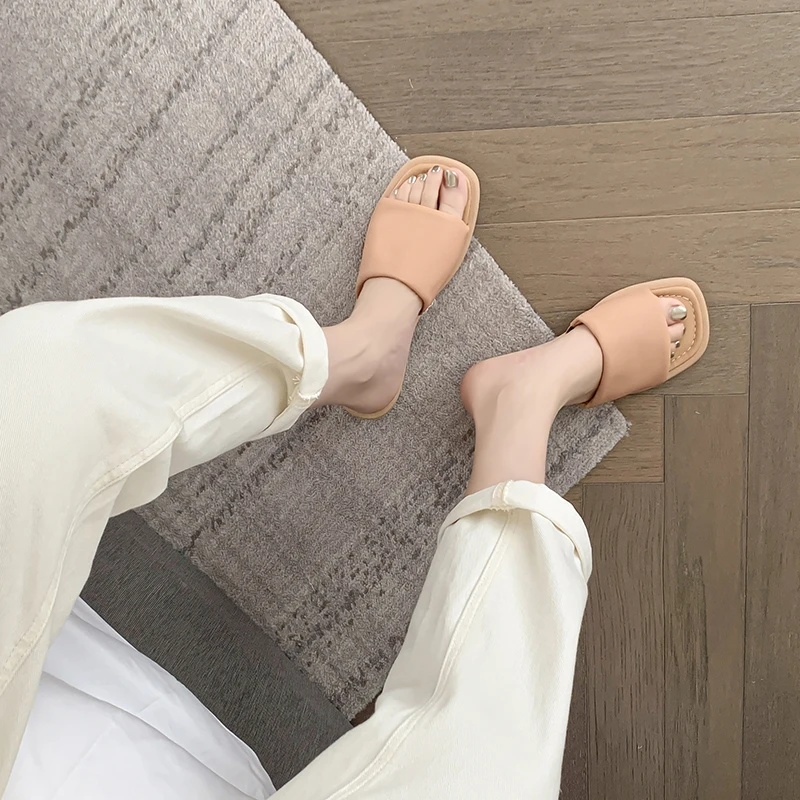 Шлепанцы JOZHAMTA женские из натуральной кожи сандалии на низком каблуке