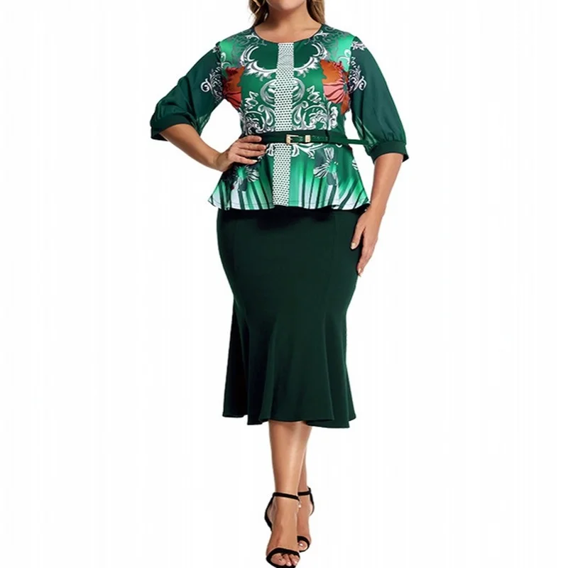 

African Dresses For Women Trumpet Mermaid Dresses Clothing Office Lady Elegant Ankara Midi Dress Big Large Size Oversize 3XL