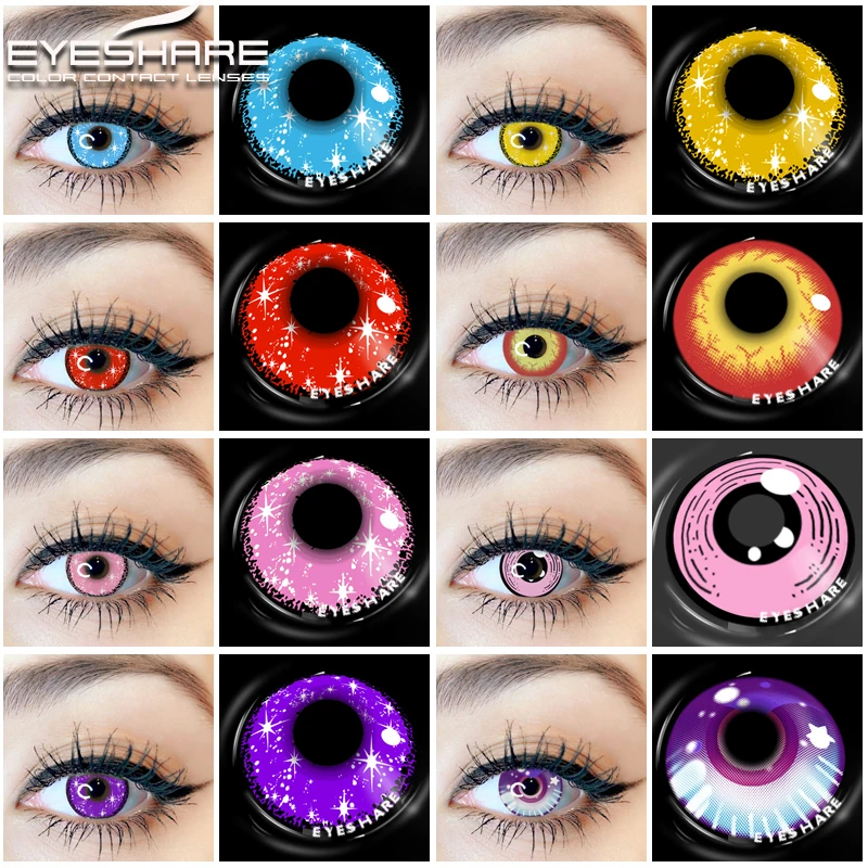

Цветные контактные линзы EYESHARE для косплея аниме для глаз, новые цветные линзы ed, голубые линзы для Хэллоуина, ежегодные контактные линзы, красота, макияж
