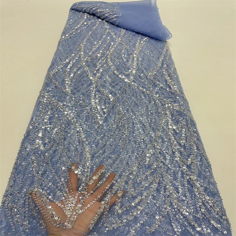 

Fashion Beaded Lace Fabrics 2022 High Quality Tulle Lace Latest Nigerian Embroidery Net Mesh Lace Fabrics Senegal Style FJ-325