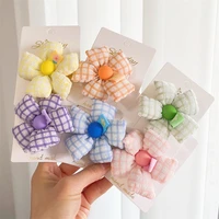 cute plaid flower elastic hair bands for girls kids sweet hair tie children hair rope korea fashion hair accessories summer 2022