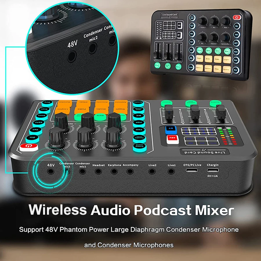 Аудиоинтерфейс С DJ-микшерными Эффектами Живая Звуковая Карта Голосовой