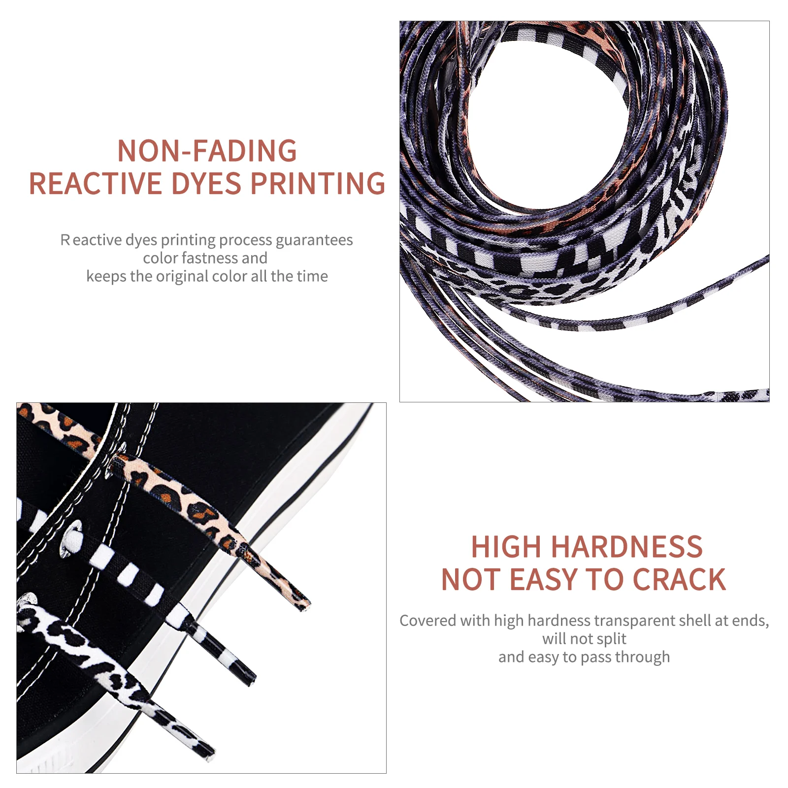 Shoelace Boot Laces Elastic Shoestring Animal Pattern Shoelaces Sports Stretchy Black Sneakers Flexible Leopard