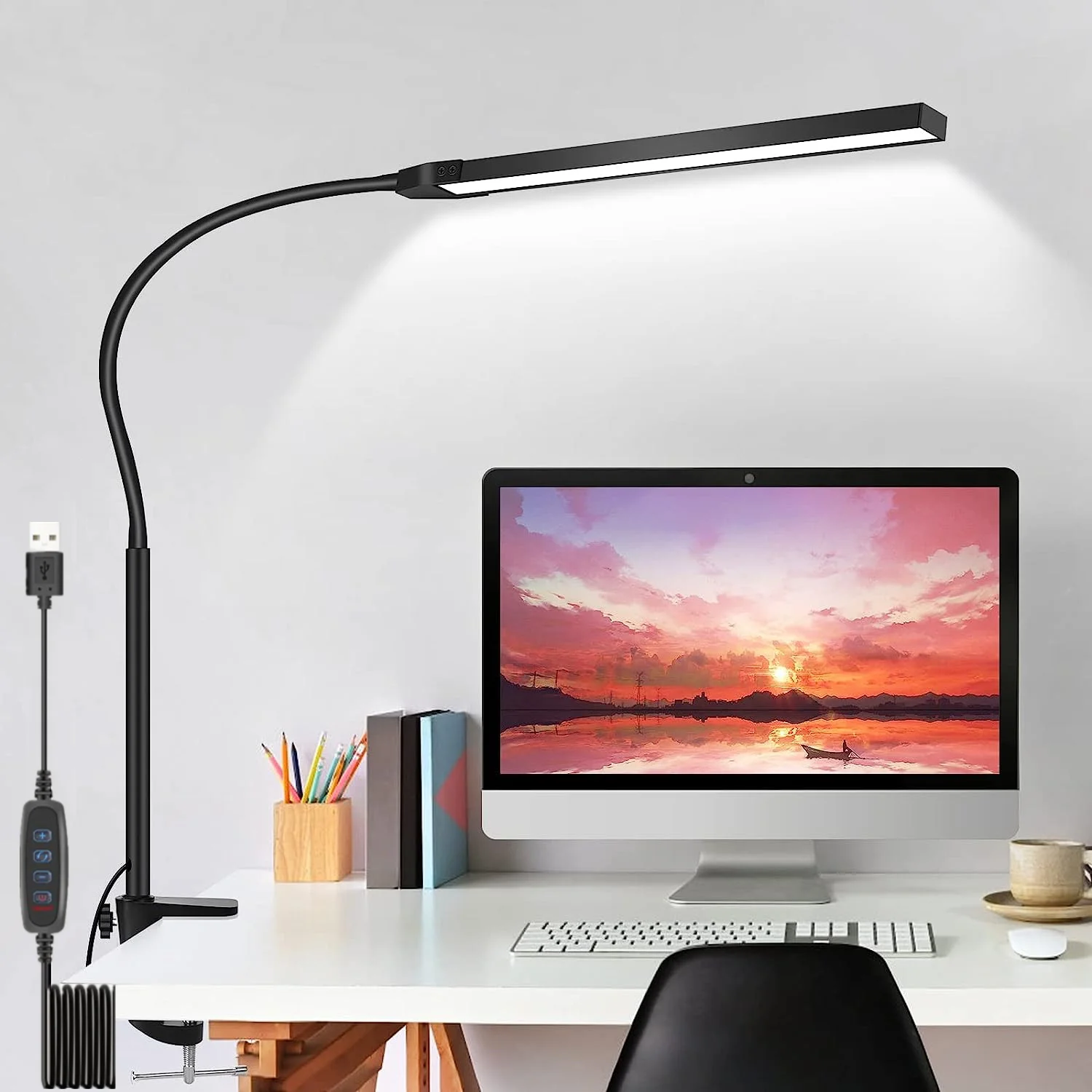 

LED Desk Reading Light 3 modes With switch Eye Protection Table Lamp Clip On Light For Bed Reading Working And Computer