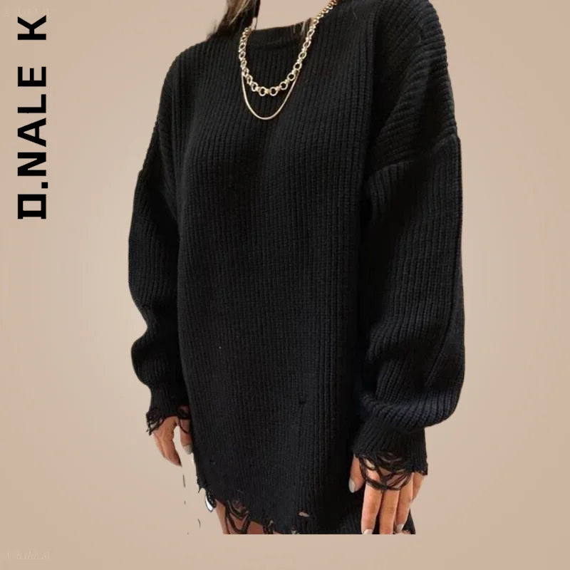 

D.Nale K Sweater Dress Fashion Short Dress Sexy Women Loose Knitted Long Sleeve Chic Christmas Ladies Dress Soft Female