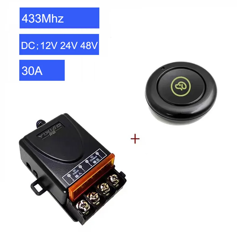 

12V 24V 48V Car 433MHz DC Wireless Remote Controller Switch Universal AC 220V 30A High Power Relay Receiver Module