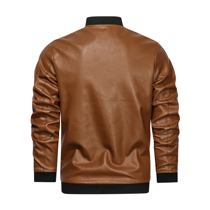 

Мужская кожаная куртка, толстая флисовая куртка из искусственной кожи на осень и зиму, мотоциклетная куртка, Мужская повседневная верхняя о...