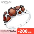 Кольцо SOKOLOV из серебра с гранатами, Серебро, 925, Женское, Оригинальная продукция
