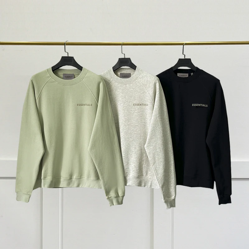 

2022 Men's Essentials Flocking Logo Sweatshirts Fashion 100% Cotton Hoodies High Street Hip hop Unisex Oversized Sweatshirts