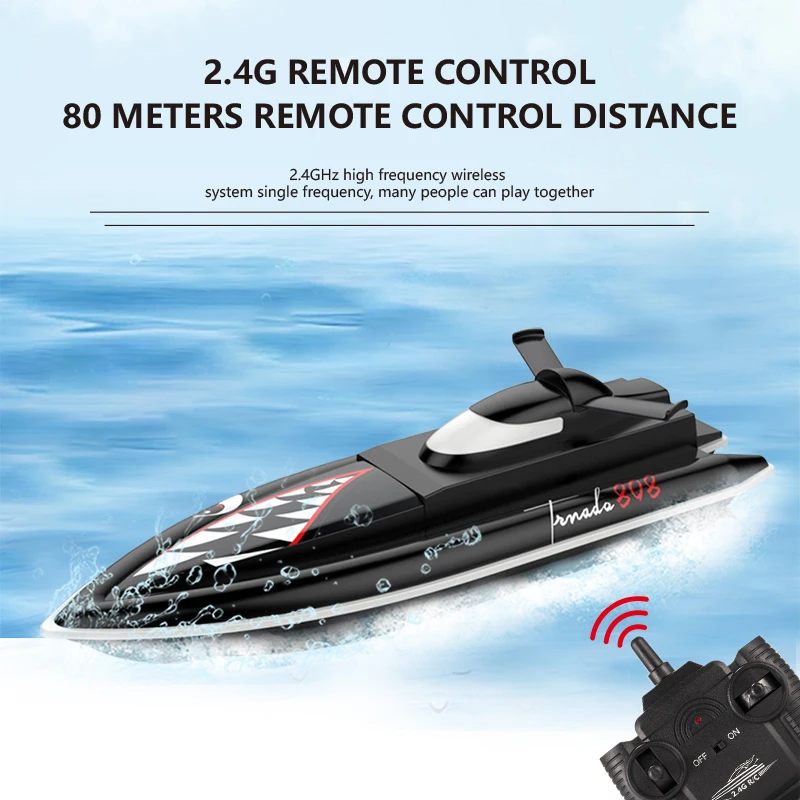 

Amiqi 808 2.4GHz Rc Boat 25Km/h High-Speed Remote Control Boat Double Seal Waterproofing Electric Motor Boat Children's Toy Gift