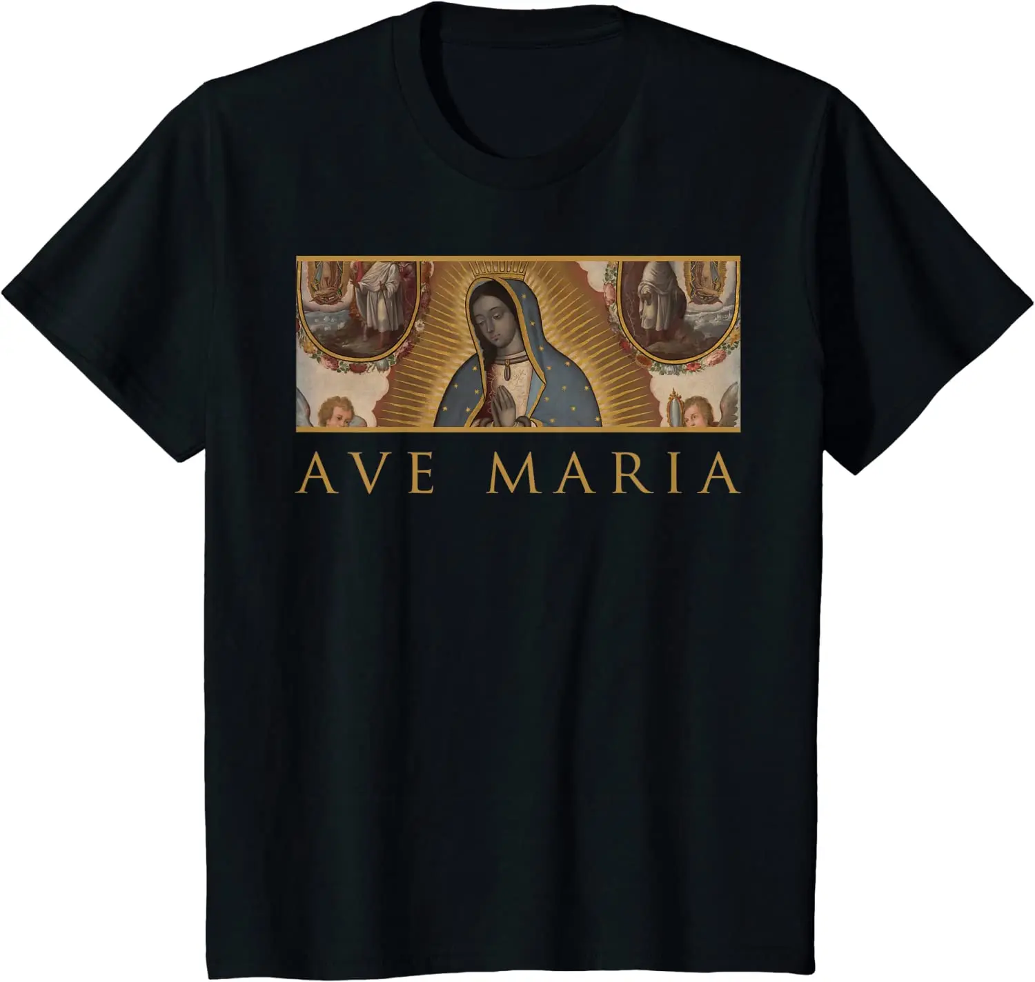 

Our Lady of Guadalupe Catholic Ave Maria Mary Traditional T-Shirt Casual Cotton Daily Four Seasons Tees Graphic T Shirts