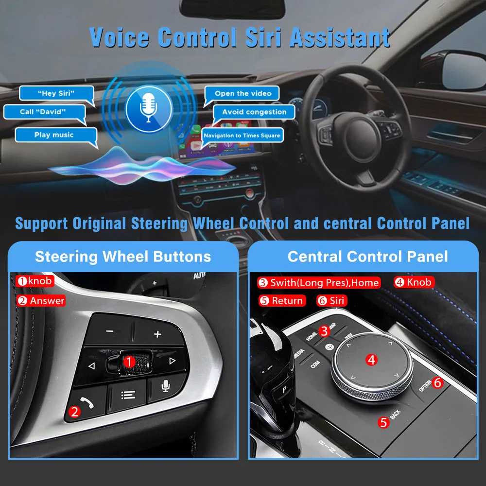 Фото Беспроводной адаптер CarPlay Android Auto iDrive 7 для BMW 3 серии G20 2019-2024, подходит для моделей 320i, 330i, M340i, 318d, 320d, 330d, M340d, 330e, G80 №4