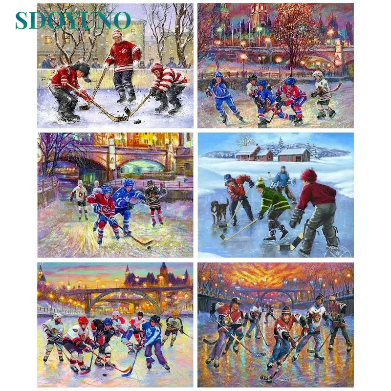 

SDOYUNO Coloring By Number Ice hockey Pictures By Number Portrait Drawing On Canvas HandPainted Art Gift Kit DIY Decoration